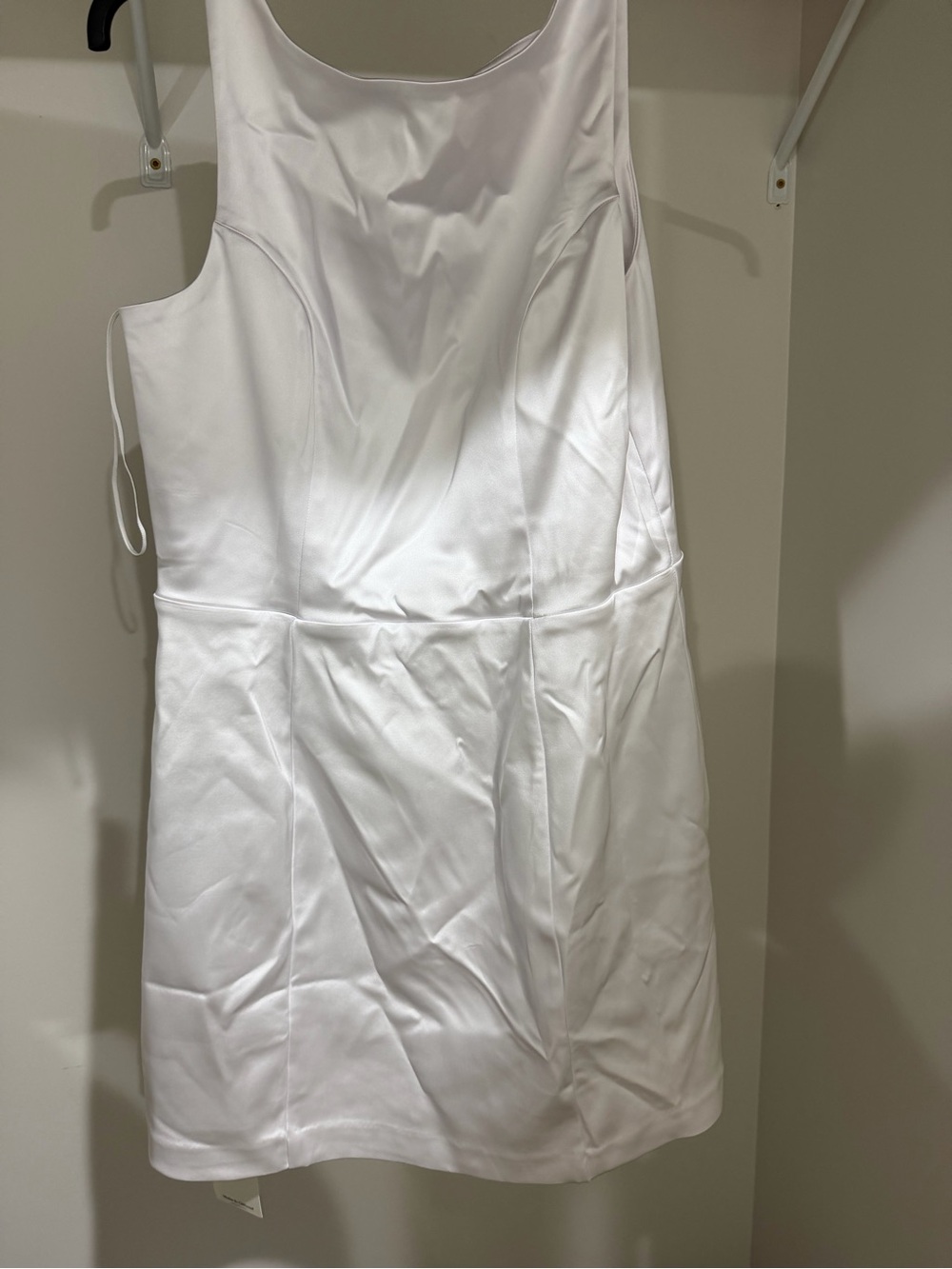 NWT Abercrombie & Fitch White Slash Neck Mini Dress in Pearl